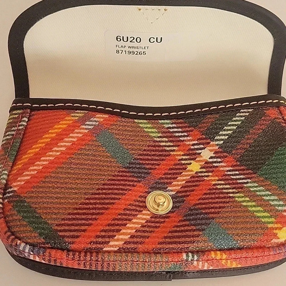 Dooney & Bourke - Tartan Plaud Flap Wristlet in Red - Picture 5 of 7
